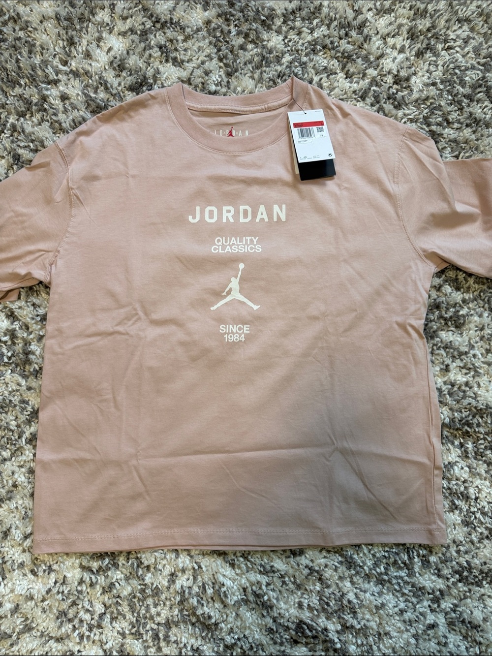 Jordan Women’s  Short Sleeve Tee in Dusty Rose with White Logo